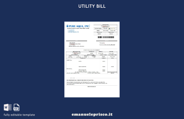 stile verificato Bielorussia Pure Aqua inc. modello word di bolletta delle utenz